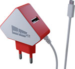 Сетевое ЗУ MoreChoice 2USB 1.5A для micro USB со встроенным кабелем NC42m (White Red)
