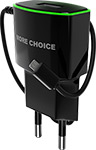 Сетевое ЗУ MoreChoice 1USB 1.0A для кнопочных телефонов micro USB со встроенным кабелем NC40m (Black Green)